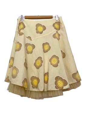 ⸻

AMS Ruffle Tulle A-Line Skirt Yellow Floral Embroidery Romantic Festival Larg